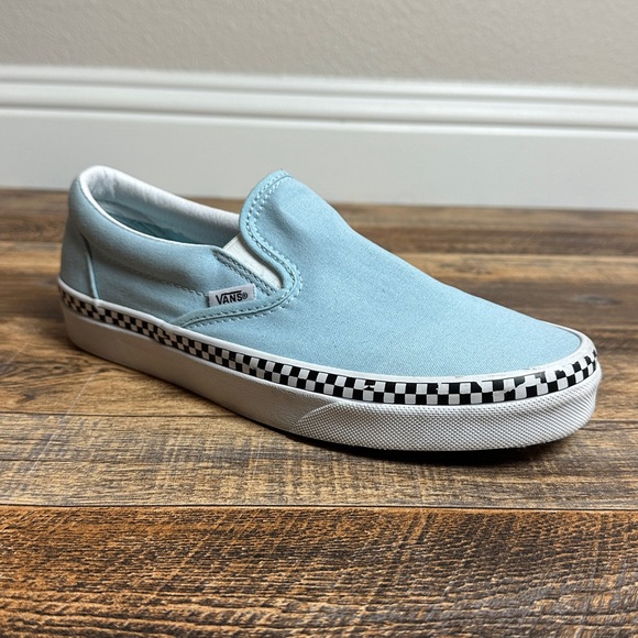 Vans Cool Blue Classic Slip-On 'Check Foxing' Sneakers - Picture 1 of 8